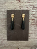 Gold Barnacle Earrings with Onyx