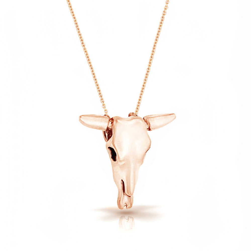 Petite Gold Cow Skull Necklace